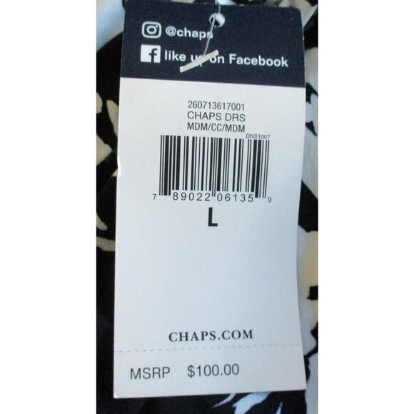 Chaps Women's Blue & White Floral Print Sleeveless Pull Over Dress Size Large - Picture 11 of 11